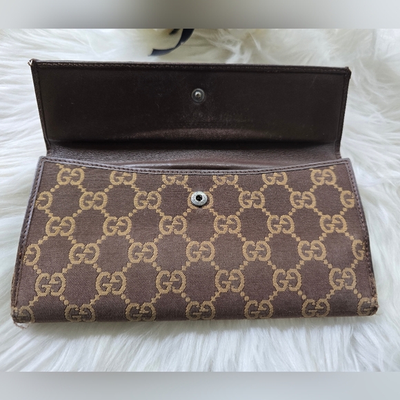 Gucci Vintage Brown and Tan Monogram Long Wallet - Picture 8 of 17